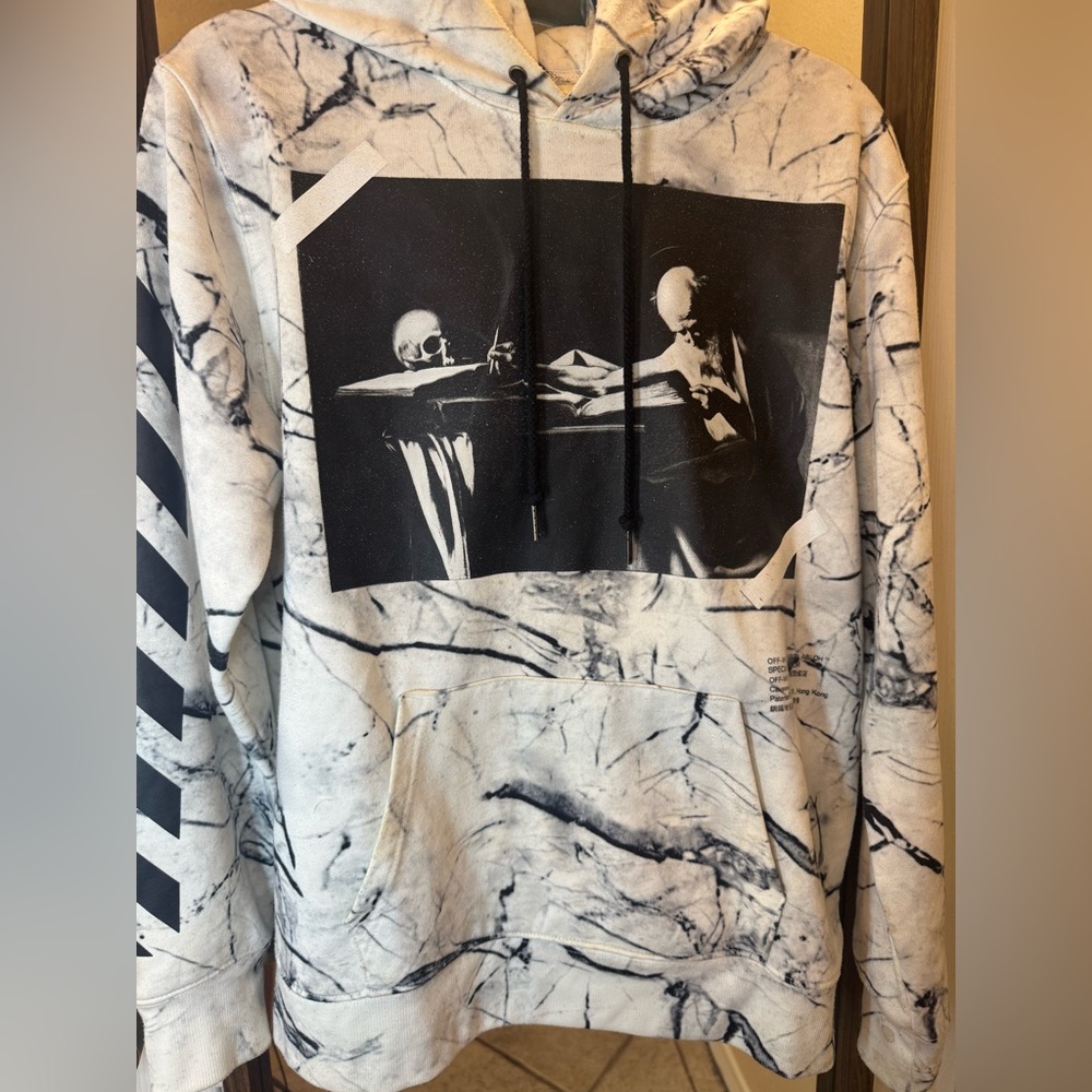 Off-White Black and White Marble Hoodie